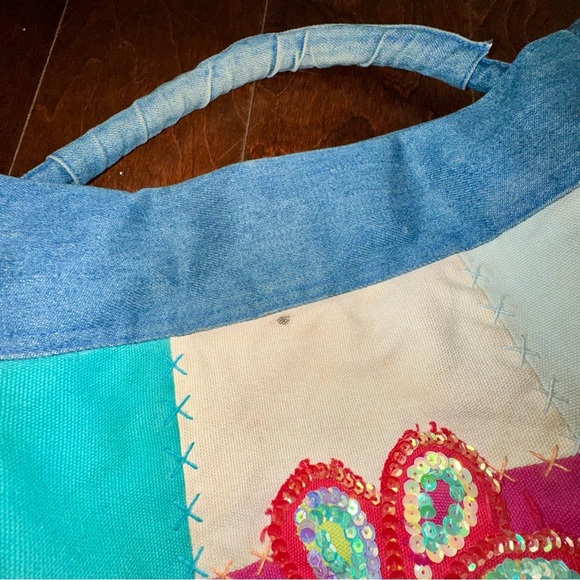 Y2K Vintage Xhilaration Target Denim Floral Patch Shoulder Bag - Picture 6 of 10